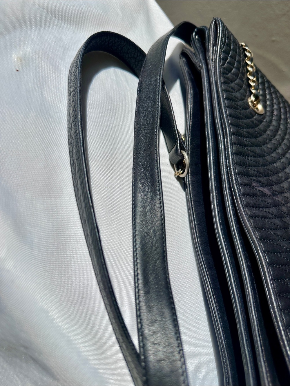 BALLY Black Quilted Lambskin Tote Chain Shoulder Bag Gold Italy - Picture 14 of 16